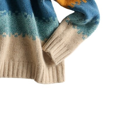 ボーダー柄セーター ブラウン トップス ニットソー セーター スリム 細身 ストレート スマート