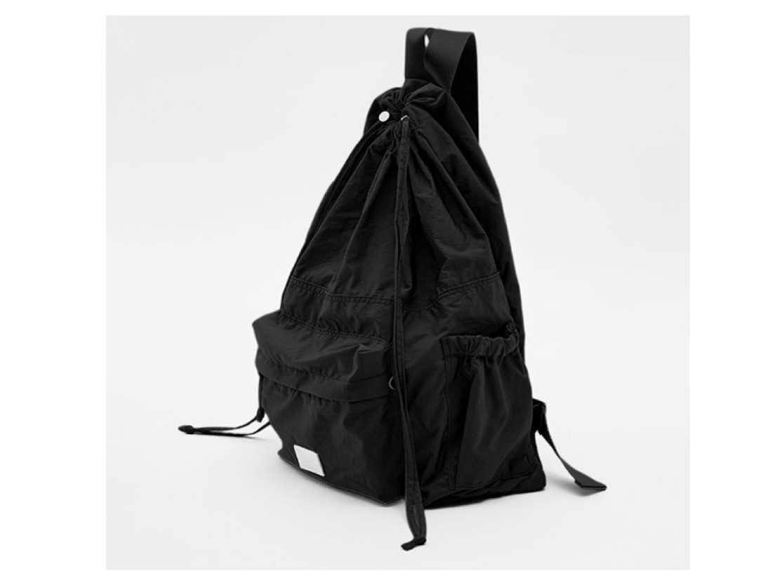 [FENNEC]★DRAWSTRING BACKPACK FENNEC】 DRAWSTRING BACKPACK : 週末旅行に最適 BLACK