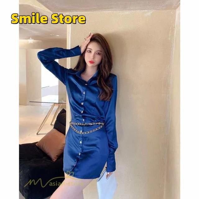 ミニワンピース レディース 長袖 シャツワンピース ショート丈 シャツ ワンピース 着痩せ セクシー 秋新作 ブラウスワンピース きれいめ シャツブラウス