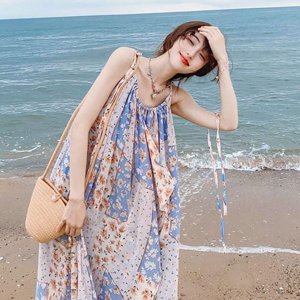 Qoo10] キャミワンピース リゾートワンピース ロ