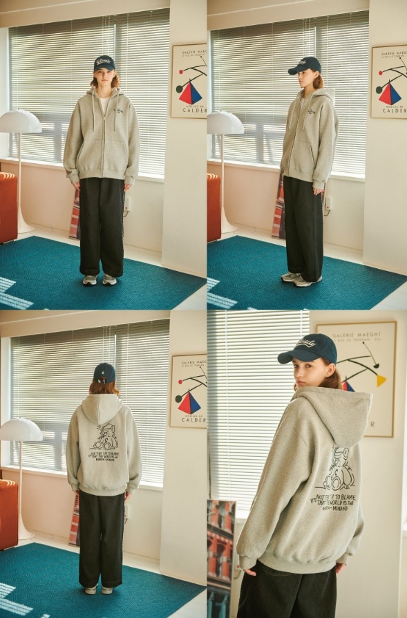 【CPGN STUDIO】Trembling Bear Embroidery Brushed Hood Zip Up CPGN STUDIO】 Trembling Bear Embroidery Brushed Hood Zip Up