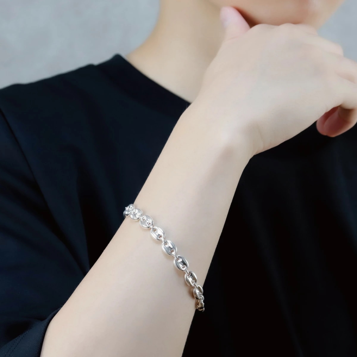 ブレスレット チェーン 20cm シルバー925 メンズ アンカーチェーン 錨鎖 シンプル