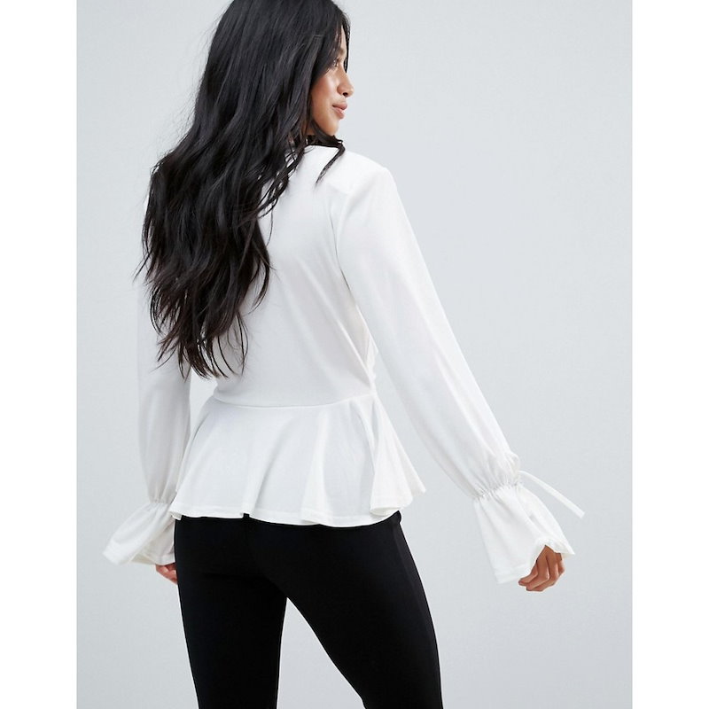 ジョンザック レディース トップス ブラウス・シャツ【John Zack Petite Wrap Front Blouse】Cream ジョンザック レディース トップス ブラウス・シャツ【John Zack Petite Wrap Front Blouse】Cream
