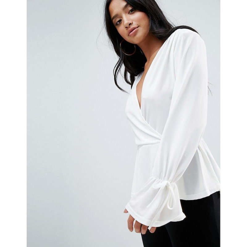 ジョンザック レディース トップス ブラウス・シャツ【John Zack Petite Wrap Front Blouse】Cream ジョンザック レディース トップス ブラウス・シャツ【John Zack Petite Wrap Front Blouse】Cream
