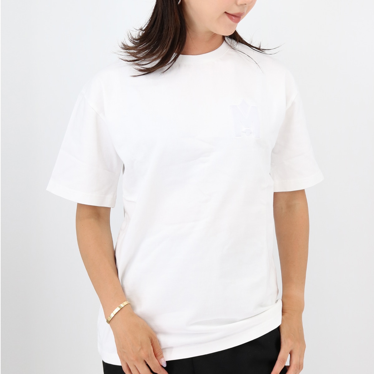 レディースベルベットオーガニックコットンインターロックTシャツ 半袖 クルーネック VELVET ORGANIC COTTON INTERLOC TEE ロゴ WHITE