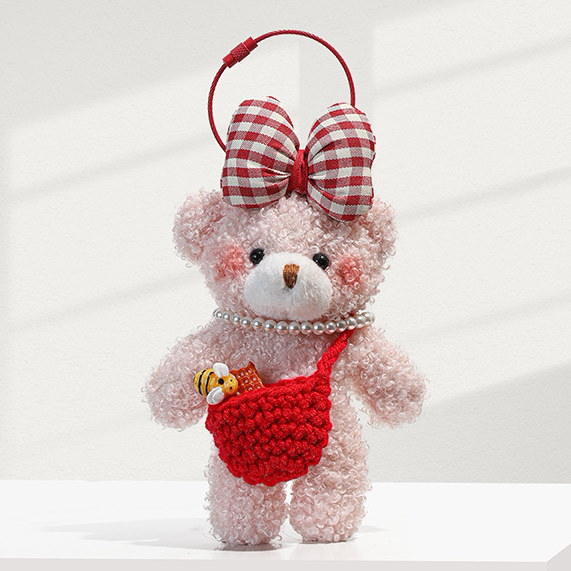 Qoo10] ぬいぐるみキーホルダーストラップピンクの