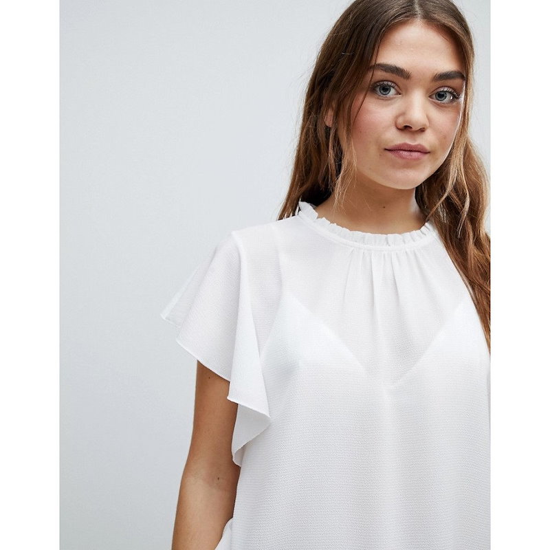 ブーフー レディース トップス ブラウス・シャツ【Boohoo Frill Sleeve Blouse】White ブーフー レディース トップス ブラウス・シャツ【Boohoo Frill Sleeve Blouse】White