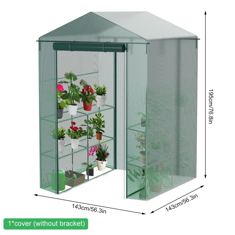 ウォークイン温室暖かい家の植物の温室カバー防水抗UV保護植物の花 (ラックは含まれていません) 143x143x195cm