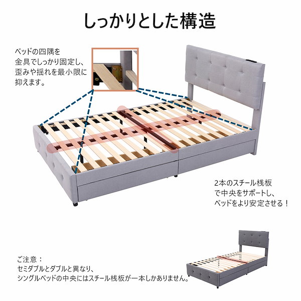 Amazon｜ファブリックベッド すのこベッド ベッドフレームのみ