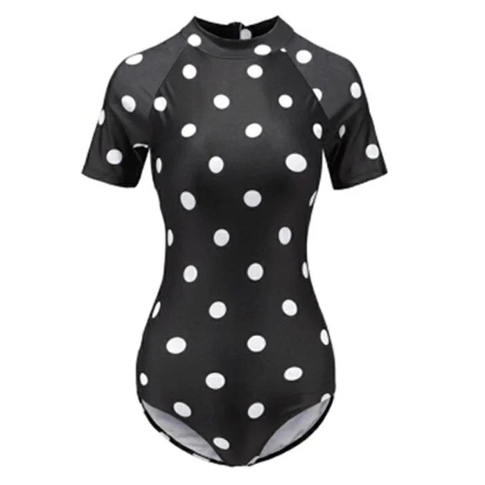 レディース 水着 半袖 体型カバー水着 セクシー 大人 水着 ビーチ スクール 海水浴 可愛い 水着 女子 おしゃれ 脚長効果 ドット柄 水着 レディース 小胸 オールインワン 水着 M L XL