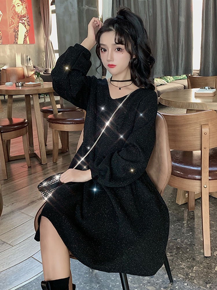 ラメワンピース ワンピース ミニ ミニ丈 膝上 長袖 Vネック フレア Aライン かわいい ラメワンピース ワンピース ミニ ミニ丈 膝上 長袖 Vネック フレア Aライン かわいい