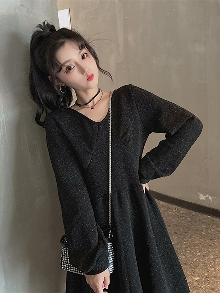 ラメワンピース ワンピース ミニ ミニ丈 膝上 長袖 Vネック フレア Aライン かわいい ラメワンピース ワンピース ミニ ミニ丈 膝上 長袖 Vネック フレア Aライン かわいい