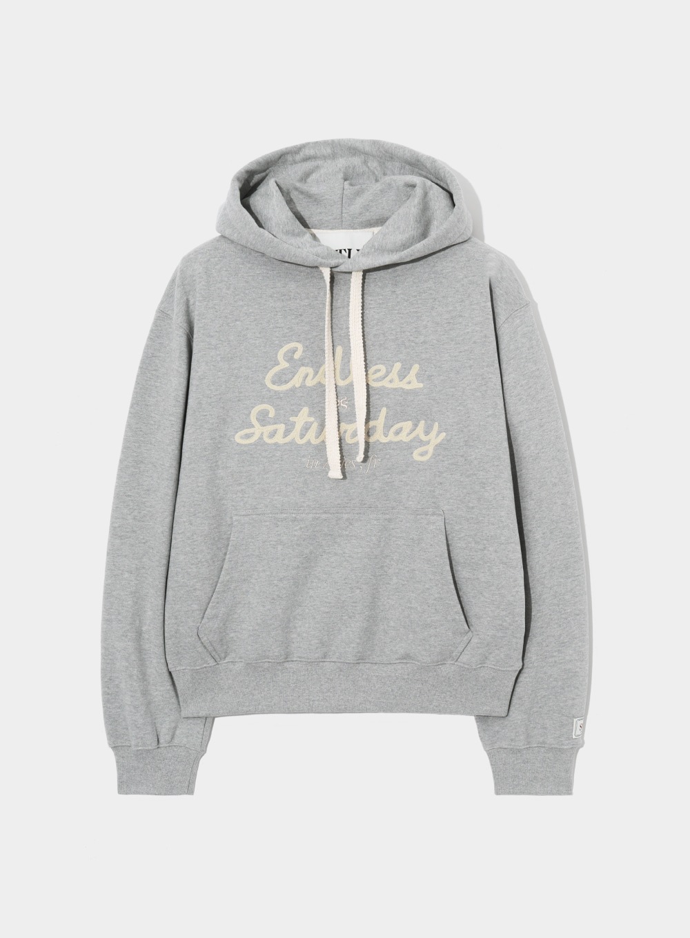 SATUR】 ENDLESS SATURDAY HOODIE : MELANGE GRAY フード付き