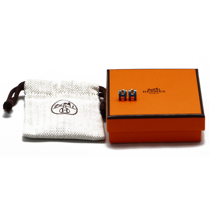 HERMES エルメス ラッカーメタル/GP ミニ ポップアッシュ ピアス H608002F79 3.2g ゴールド/ブルージーン レディース 中古 美品 HERMES エルメス ラッカーメタル/GP ミニ ポップアッシュ ピアス H608002F79 3.2g ゴールド/ブルージーン レディース 中古 美品