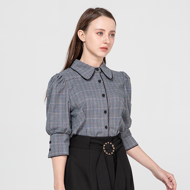 パイピングチェックPiping Checked Blouse