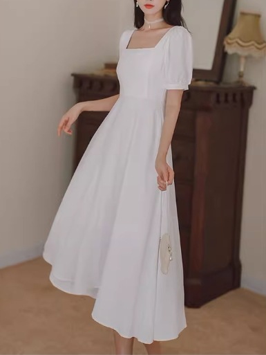 レディース ドレス パーティードレス ウェディング パーティー 結婚式 二次会 披露宴 ミモレ 半袖 パフスリーブ スクエアネック スリム 細身 Aライン ファスナー ハイウエスト きれいめ シンプル レディース ドレス パーティードレス ウェディング パーティー 結婚式 二次会 披露宴 ミモレ 半袖 パフスリーブ スクエアネック スリム 細身 Aライン ファスナー ハイウエスト きれいめ シンプル