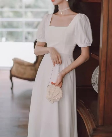 レディース ドレス パーティードレス ウェディング パーティー 結婚式 二次会 披露宴 ミモレ 半袖 パフスリーブ スクエアネック スリム 細身 Aライン ファスナー ハイウエスト きれいめ シンプル レディース ドレス パーティードレス ウェディング パーティー 結婚式 二次会 披露宴 ミモレ 半袖 パフスリーブ スクエアネック スリム 細身 Aライン ファスナー ハイウエスト きれいめ シンプル