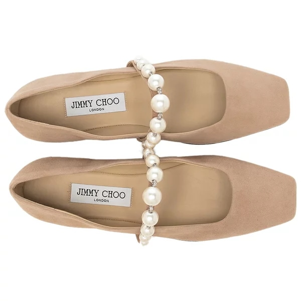バレエシューズ フラットシューズ アデ フラット パール スクエアトゥ ピンク レディース JIMMY CHOO ADEFLAT SZR