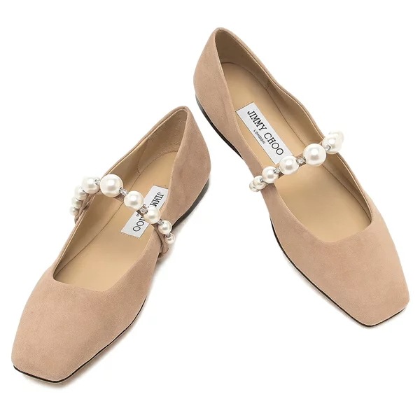 バレエシューズ フラットシューズ アデ フラット パール スクエアトゥ ピンク レディース JIMMY CHOO ADEFLAT SZR