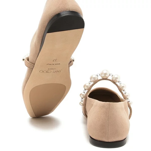 バレエシューズ フラットシューズ アデ フラット パール スクエアトゥ ピンク レディース JIMMY CHOO ADEFLAT SZR