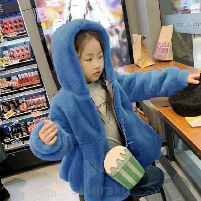 ファーコート キッズ アウター ファージャケット ペプラム フェイクファー ジャケット コート ふわふわ もこもこ フード付き ベビー服 子供服 女の