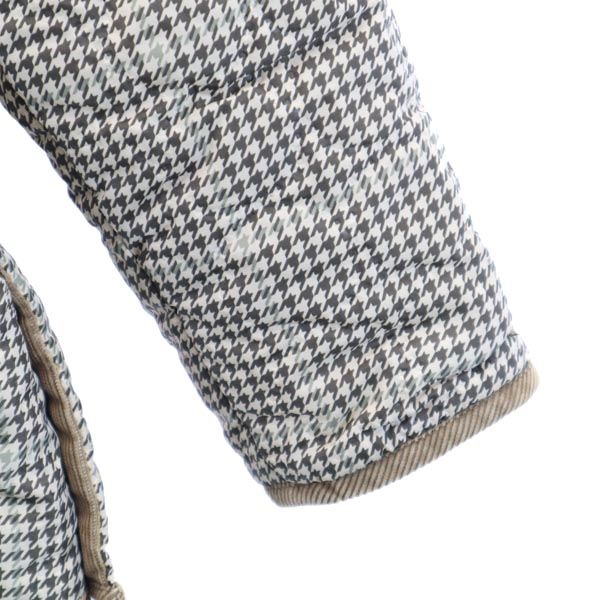 千鳥柄 キルティングジャケット M ベージュ系 薄中綿入り 裏フリース レディース 千鳥柄 キルティングジャケット M ベージュ系 薄中綿入り 裏フリース レディース