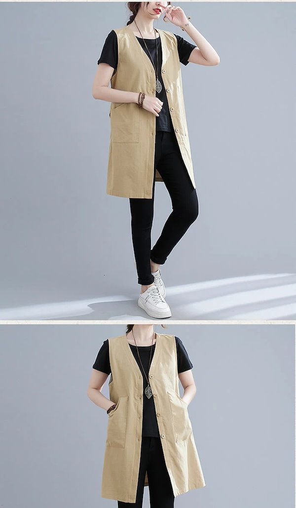 Qoo10] ジレ秋 レディースジレ 秋ジレ ロングジ