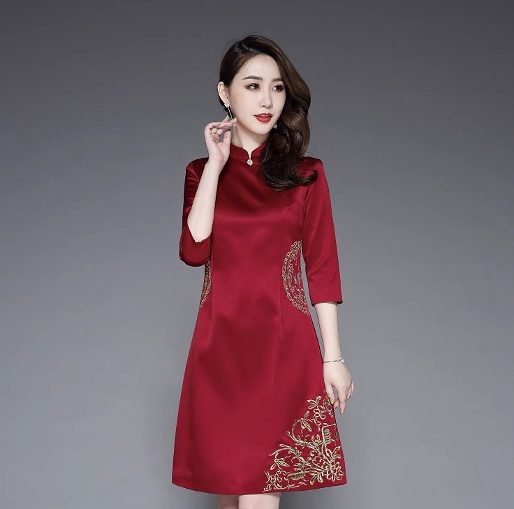 ドレス チャイナドレス パーティードレス 結婚式ドレス カラードレス 膝丈ドレス 舞台ドレス Aラインドレス 膝丈 ひざ丈 袖あり 7分袖 七分袖 襟なし スタンドカラー プリンセス 刺繍 ファスナー ドレス チャイナドレス パーティードレス 結婚式ドレス カラードレス 膝丈ドレス 舞台ドレス Aラインドレス 膝丈 ひざ丈 袖あり 7分袖 七分袖 襟なし スタンドカラー プリンセス 刺繍 ファスナー