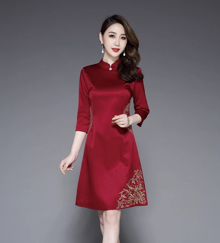 ドレス チャイナドレス パーティードレス 結婚式ドレス カラードレス 膝丈ドレス 舞台ドレス Aラインドレス 膝丈 ひざ丈 袖あり 7分袖 七分袖 襟なし スタンドカラー プリンセス 刺繍 ファスナー ドレス チャイナドレス パーティードレス 結婚式ドレス カラードレス 膝丈ドレス 舞台ドレス Aラインドレス 膝丈 ひざ丈 袖あり 7分袖 七分袖 襟なし スタンドカラー プリンセス 刺繍 ファスナー