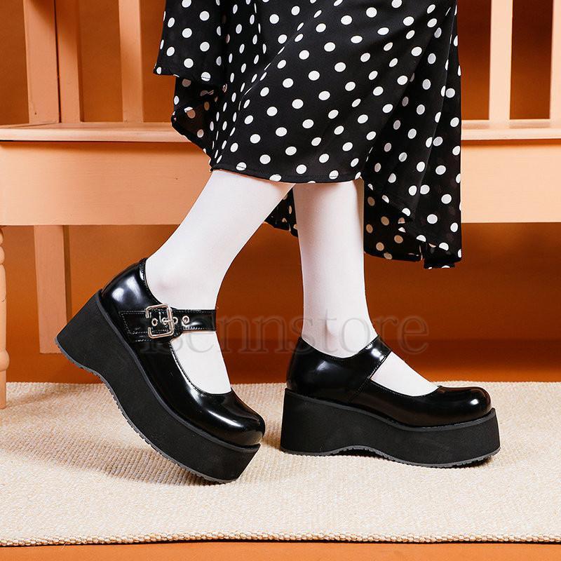 【急速出荷!】本日 厚底 ローファー ストラップ ラウンドトゥパンプス痛くない 7CM ブラック ガーリー プラットフォーム エナメル ゴスロリ系 ロリータ靴 【急速出荷!】本日 厚底 ローファー ストラップ ラウンドトゥパンプス痛くない 7CM ブラック ガーリー プラットフォーム エナメル ゴスロリ系 ロリータ靴