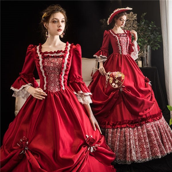 フリーサイズ花柄 中世 刺繍ドレス ワインレッド お姫様 プリンセスライン 舞台 中世 貴族 衣装 ロング 演出 豪華 公爵 大きい裾 フリーサイズ花柄 中世 刺繍ドレス ワインレッド お姫様 プリンセスライン 舞台 中世 貴族 衣装 ロング 演出 豪華 公爵 大きい裾