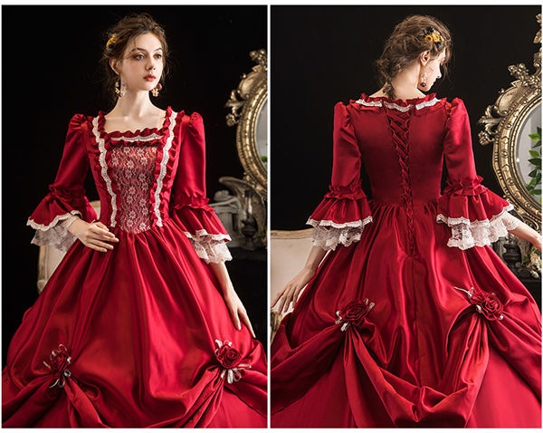 フリーサイズ花柄 中世 刺繍ドレス ワインレッド お姫様 プリンセスライン 舞台 中世 貴族 衣装 ロング 演出 豪華 公爵 大きい裾 フリーサイズ花柄 中世 刺繍ドレス ワインレッド お姫様 プリンセスライン 舞台 中世 貴族 衣装 ロング 演出 豪華 公爵 大きい裾