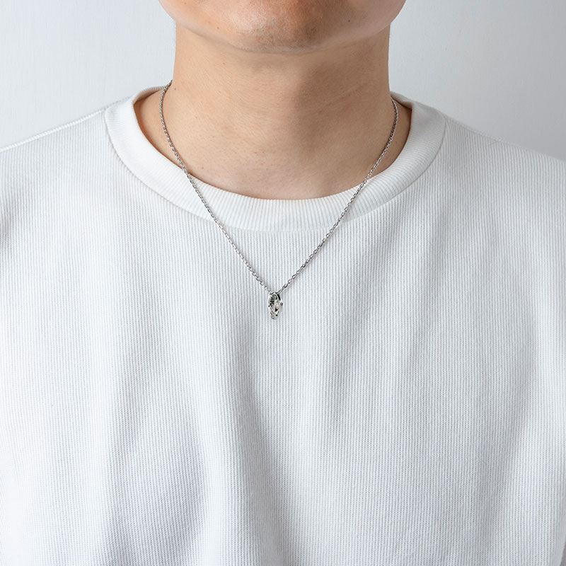 別注 トライ ネックレス タテガミ ダブルリング サージカルステンレス クリアジルコニア メンズ ブランド 彼氏 プレゼント