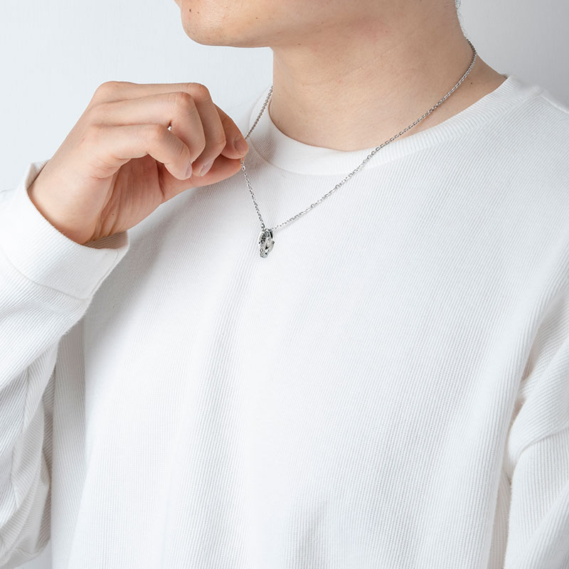 別注 トライ ネックレス タテガミ ダブルリング サージカルステンレス クリアジルコニア メンズ ブランド 彼氏 プレゼント