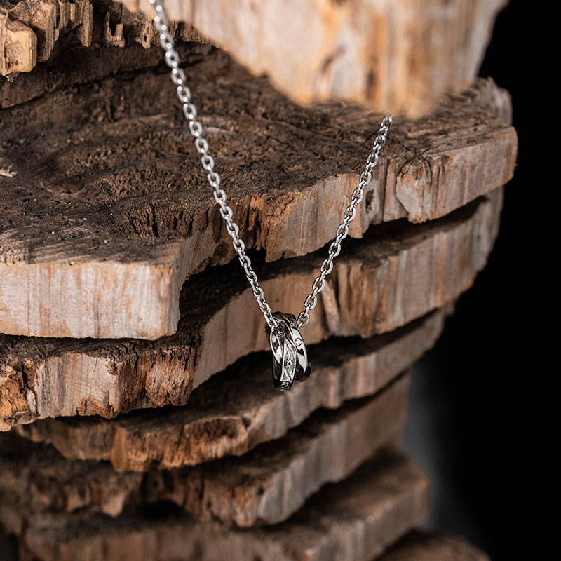 別注 トライ ネックレス タテガミ ダブルリング サージカルステンレス クリアジルコニア メンズ ブランド 彼氏 プレゼント