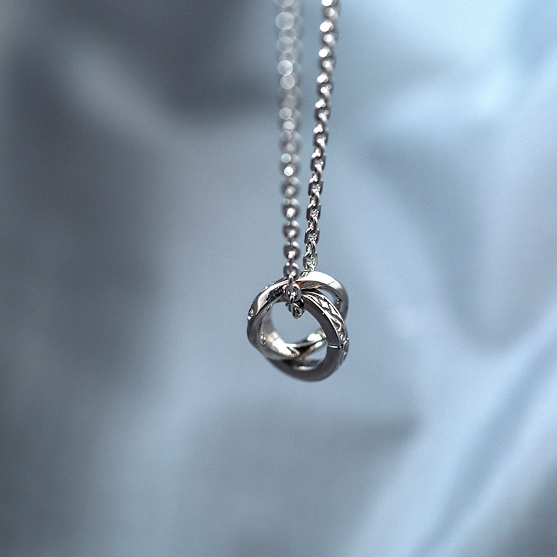 別注 トライ ネックレス タテガミ ダブルリング サージカルステンレス クリアジルコニア メンズ ブランド 彼氏 プレゼント