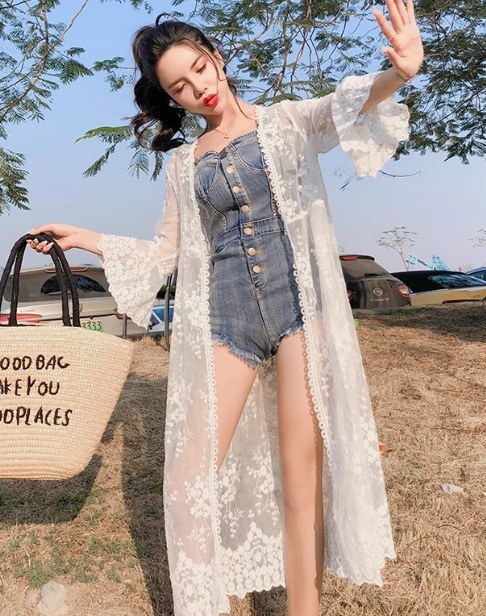 レディース 羽織 前開き 7分袖 レース 刺繍 チュール シフォン フリル かわいい 大人可愛い きれいめ シンプル カジュアル 上品 おしゃれ かっこいい レトロ アジアン エスニック エキゾチック