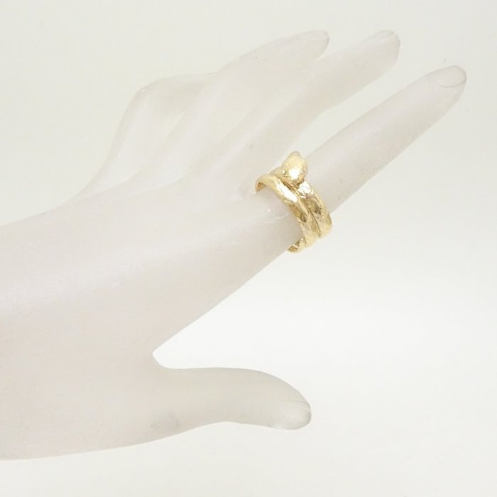 スネーク リング 指輪 2Pダイヤモンド 12号 蛇モチーフ K18YG イエローゴールド/65001【中古】