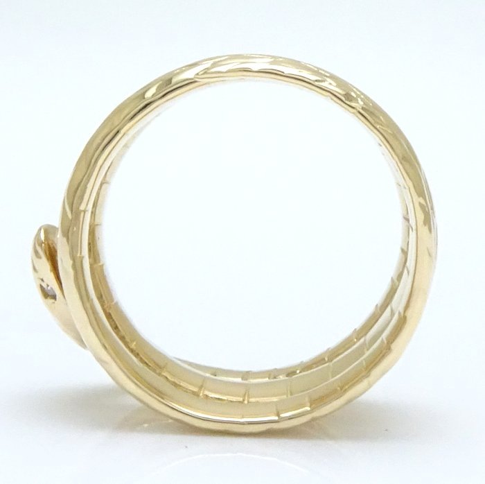 スネーク リング 指輪 2Pダイヤモンド 12号 蛇モチーフ K18YG イエローゴールド/65001【中古】