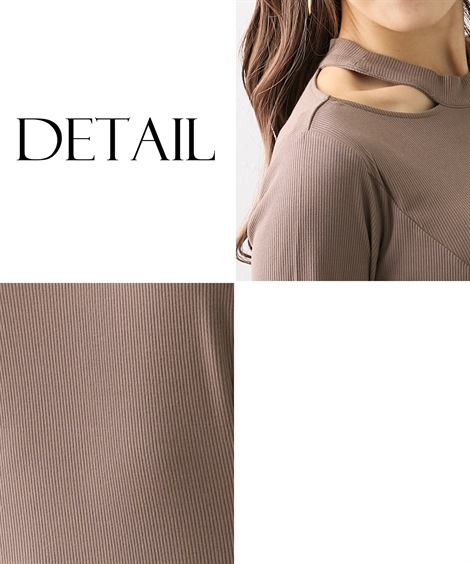 Tシャツ・カットソー 大きい胸専用 チョーカーリブ長袖カットソー Tシャツ・カットソー 大きい胸専用 チョーカーリブ長袖カットソー