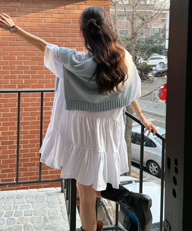 ティアードコットンカットソー半袖チュニック レディース トップス ロング丈 長め カットソー Tシャツ 5分袖 五分袖 チュニック レイヤード 重ね着 半袖 薄手 コットン 綿 楽ちん