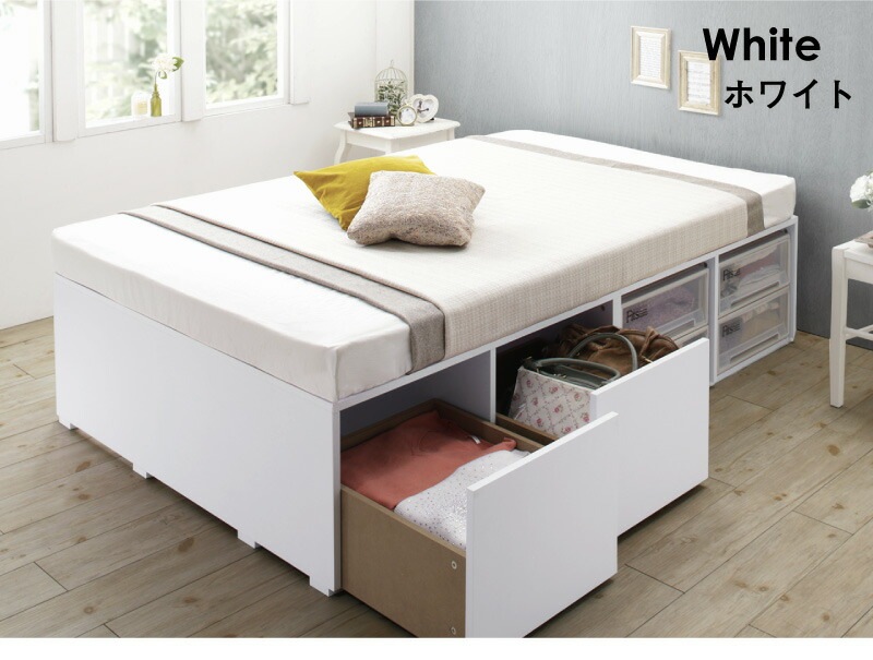 布団で寝られる 大容量収納ベッド [センペール2] 専用別売品 ハイタイプ引き出し2杯（ベッド本体なし） ブラック