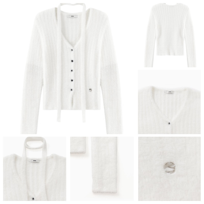 【ETMON】 FLUFFY SCARF KNIT CARDIGAN : 4COLORS