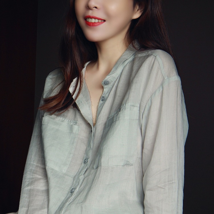 シャツ ブラウス 長袖 ドロップショルダー 襟付き 角襟 ポケット 麻 リネン 薄手 透け感 シンプル カジュアル ラフ 大人可愛い 春 秋 デート オフィス 通勤 重ね着 XL ホワイト