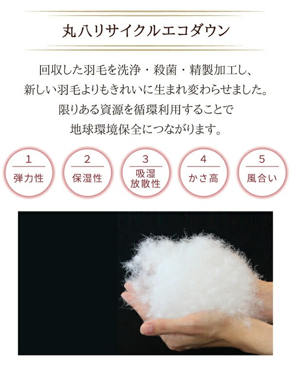 リサイクルダウン80% 羽毛ふとん シングル ピンク