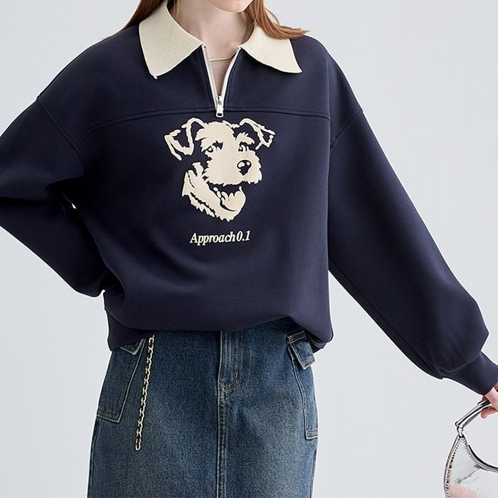 トップス プルオーバー 服 トレーナー ポロシャツ 袖あり 長袖 かわいい シンプル カジュアル おしゃれ お洒落 レトロ 大人可愛い 大人女子 こなれ感 ラフ ルーズ 主役級 フェミニン 秋 10代