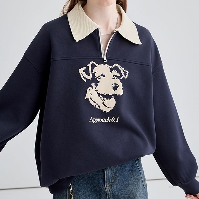トップス プルオーバー 服 トレーナー ポロシャツ 袖あり 長袖 かわいい シンプル カジュアル おしゃれ お洒落 レトロ 大人可愛い 大人女子 こなれ感 ラフ ルーズ 主役級 フェミニン 秋 10代