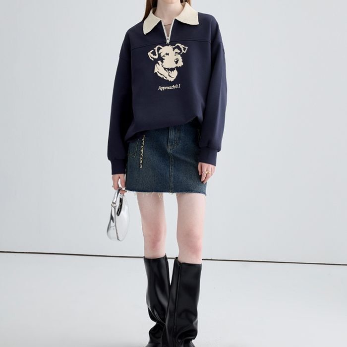 トップス プルオーバー 服 トレーナー ポロシャツ 袖あり 長袖 かわいい シンプル カジュアル おしゃれ お洒落 レトロ 大人可愛い 大人女子 こなれ感 ラフ ルーズ 主役級 フェミニン 秋 10代