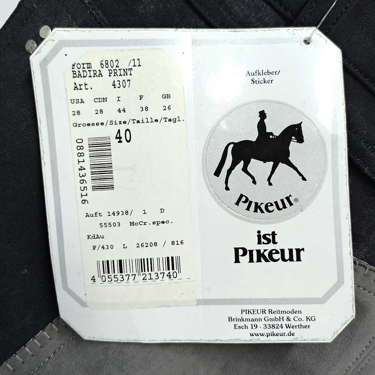 【中古・未使用品】ピカー PIKEUR BADIRA PRINT キュロット I44 ブラック レディース 乗馬 馬術 中古・未使用品】ピカー PIKEUR BADIRA PRINT キュロット I44