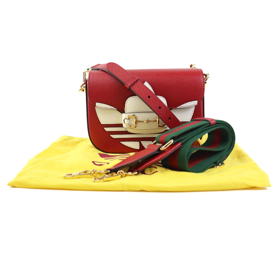 グッチ GUCCI 斜め掛けショルダーバッグ GUCCI x adidas レザー レッド/ホワイト ゴールド ユニセックス 658574 e59176a グッチ GUCCI 斜め掛けショルダーバッグ GUCCI x adidas レザー レッド/ホワイト ゴールド ユニセックス 658574 e59176a